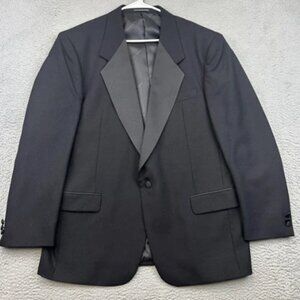 Pierre Balmain Blazer Mens 44 Black Wool Single Breasted Tuxedo Jacket Formal